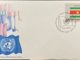 bandera surinam, sobre de primer dia