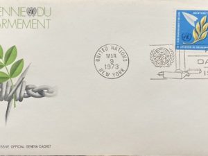 Sobre Primer Día 1973 - UN Decenio del desarme 8c NY