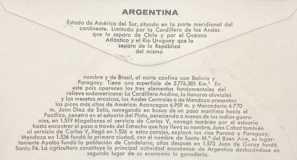 Hispnidad 74 argentina dorso FDC