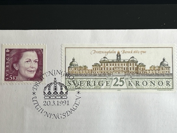 Drottningholm 1991 - Sobre Primer Dia - Imagen 2