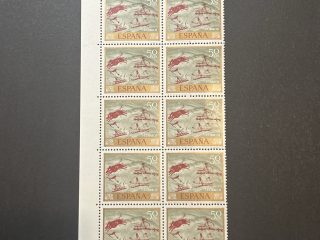 Pliego incompleto- Bloque de 12 sellos de España - Homenaje al pintor desconocido - Cueva Remigia 1967