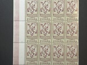 Pliego incompleto Bolque de 20 valores de 50 céntimos de Forjadores de América 1966.