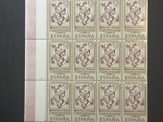 Pliego incompleto Bolque de 20 valores de 50 céntimos de Forjadores de América 1966.