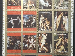 Pliego de sellos de Pinturas-Desnudos , 1971 - Ajman