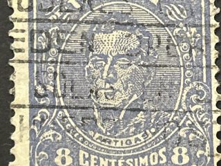 Sello Uruguay 1913 - Artigas  - Issue I - 8 cents - Azul