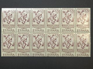 Pliego incompleto Bolque de 12 valores de 50 céntimos de Forjadores de América 1966.