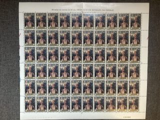 Pliego completo de 60 valores de 50 céntimos de “san Esteban” por Luis de Morales , 1970