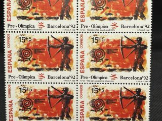 Sello Preolímpico Barcelona 92. - Tiro con arco x 6