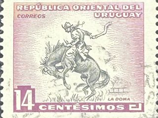 Sello Uruguay 1954 - La Doma - Usado 14c