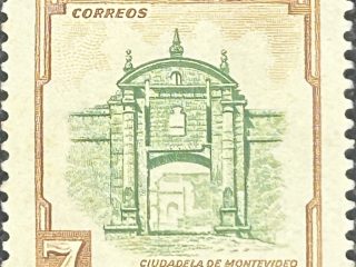 Sello Uruguay 1954- La ciudadela de Montevideo - Nuevo 7c