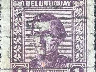 Sello Artigas 1960, 1c lila usado