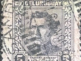 Sello Artigas 1949, 5c gris oscuro, usado