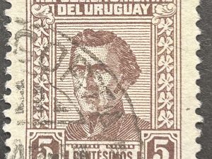 Sello Uruguay Artigas 1939, 5c Marrón, usado