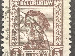 Sello Uruguay Artigas 1939, 5c Marrón, usado