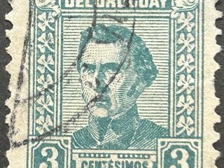 Sello Artigas 1948, 3c  verde, usado