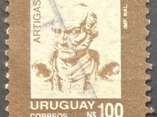 Sello Uruguay 1990 - libertadores - Artigas 100 NS marrón  usado