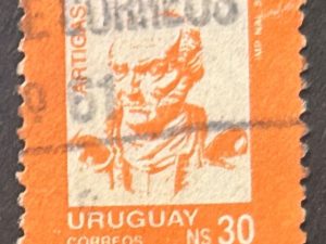 Sello Uruguay 1986 - libertadores - Artigas  30 NS naranja  usado