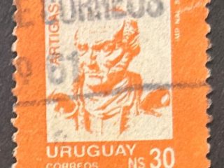 Sello Uruguay 1986 - libertadores - Artigas  30 NS naranja  usado
