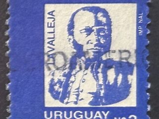 Sello Uruguay 1987 - libertadores - Lavalleja 3 NS Azul Violeta usado