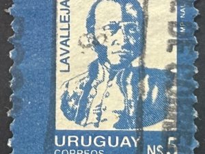 Sello Uruguay 1986 - libertadores - Lavalleja 5 NS Azul Oscuro usado