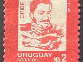 Sello Uruguay 1987 - libertadores - Oribe 2 NS rojo nuevo