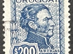 Sello Uruguay 1973 Artigas de Medina - 200 pesos, Azul , usado