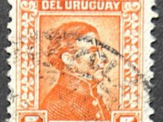 Sello Uruguay 1943 - Artigas de Blanes, 5 milésimos Rojo-Naranja, usado