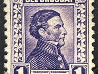 Sello Uruguay 1928 - Artigas de Blanes, 1 centésimo violeta usado