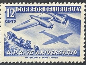 Sello Uruguay 1952 - Aniversario UPU - Azul 12 Cents. - Azul - Nuevo