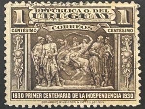 Sello Uruguay 1930 - Centenario de la Independencia - 1 centésimo - Marrón - nuevo