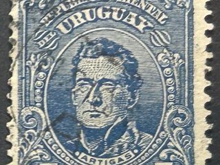 Sello Uruguay 1912 - Artigas - Issue I - 5 cents - Azul