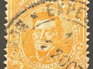 Sello Uruguay 1915, Artigas Naranja 4 Céntimos usado.