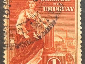 Uruguay 1910 - Alegoría del Progreso - 1 Peso, Rojo, usado