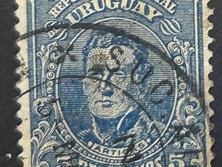 Sello Uruguay 1914 - Artigas y alegoría del progreso - Issue III- 5 cents - Azul