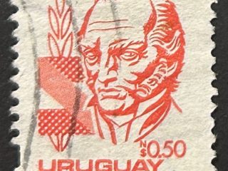 Sello Uruguay 1980 - Artigas Definitivas - 0,5 N$ Rojo Naranja, Usado
