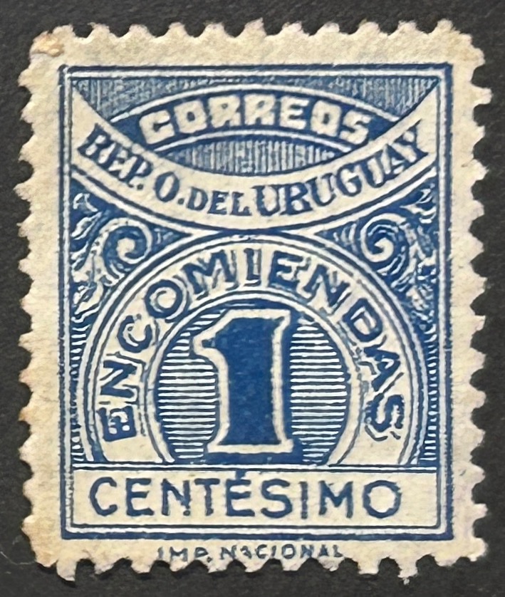 Sello Uruguay 1926 - Numeral - 1 centesimo Azul