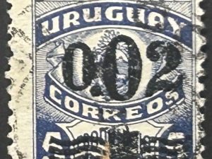Sello Uruguay 1948 - Franquicia Postal con sobreimpresión 0,02 céntimos