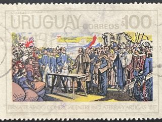 Sello Uruguay 1975 - Tratado Comercial - 100 Pesos