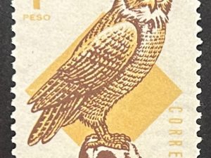 Correo Uruguay 1968 - Búho - 1$ nuevo, marrón y ocre
