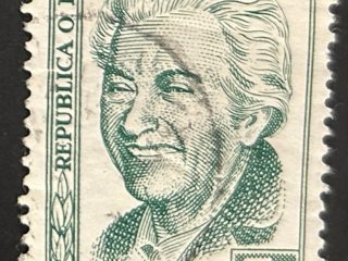 Sello Uruguay 1959 - Gabriela Mistral - 5 céntimos Verde Oscuro