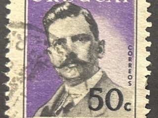 Sello Uruguay 1959 - Carlos Vaz Ferreira - 50c violeta y Negro usado