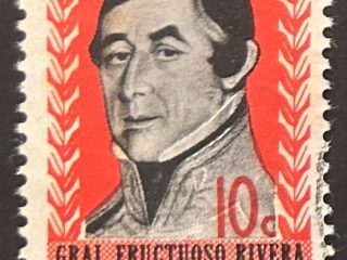 Sello Uruguay 1962 - Fructuoso Rivera - 10c Rojo y Negro
