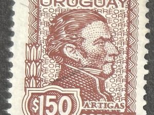 Sello Uruguay 1973 Artigas de Medina - 150 pesos, Marrón, usado
