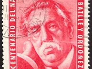 Sello Uruguay 1956 - José Batlle y Ordóñez - 3 Céntimos Rojo, Usado