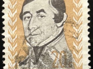 Sello Uruguay 1962 - Fructuoso Rivera - 20c Ocre y Negro, usado