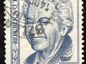 Sello Uruguay 1959 - Gabriela Mistral - 10 céntimos Azul, usado