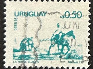 Sello Uruguay 1977 - La Yerra Blanes - 0,50  N$ - Verde Usado