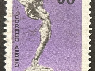 Sello Uruguay 1959 - Diosa Alada - 60c. Lila y negro