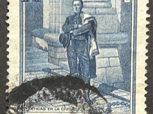 Sello Uruguay 1952 - Artigas en la Ciudadela - 14c Azul