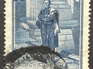 Sello Uruguay 1952 - Artigas en la Ciudadela - 14c Azul